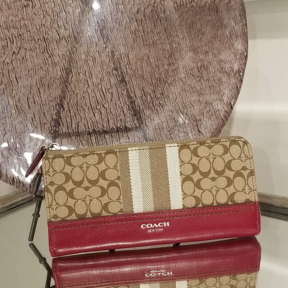 COACH Legacy Signature Striped Full Size Wallet